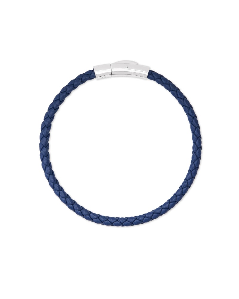 Evans Sterling Silver Corded Bracelet in Blue Leather image number 3